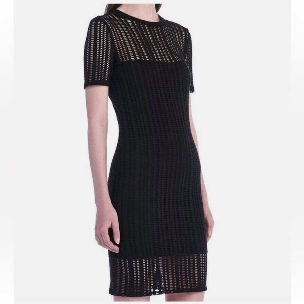 T by Alexander Wang Black‎ Laser Cut Crochet Bodycon Dress Size Small